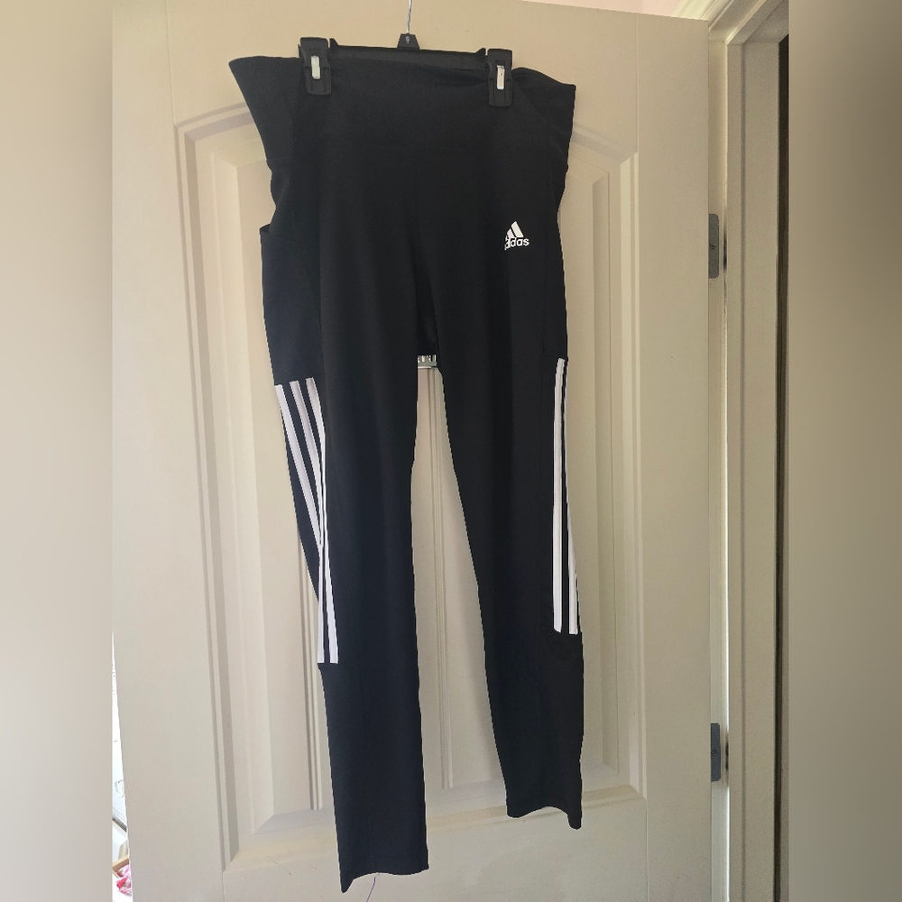 Adidas Black Track Pants with White Stripes